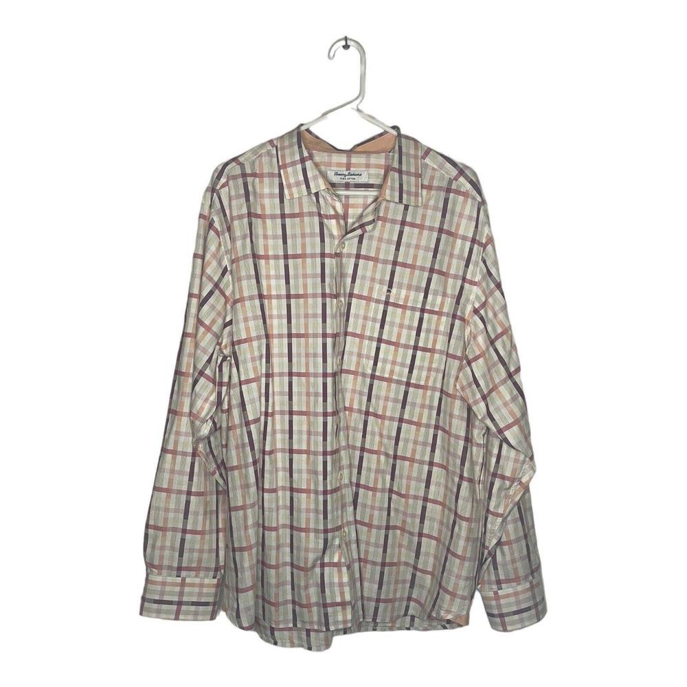 Tommy Bahama Multicolor Plaid Long Sleeve Button Up Shirt Size XL Pima Cotton